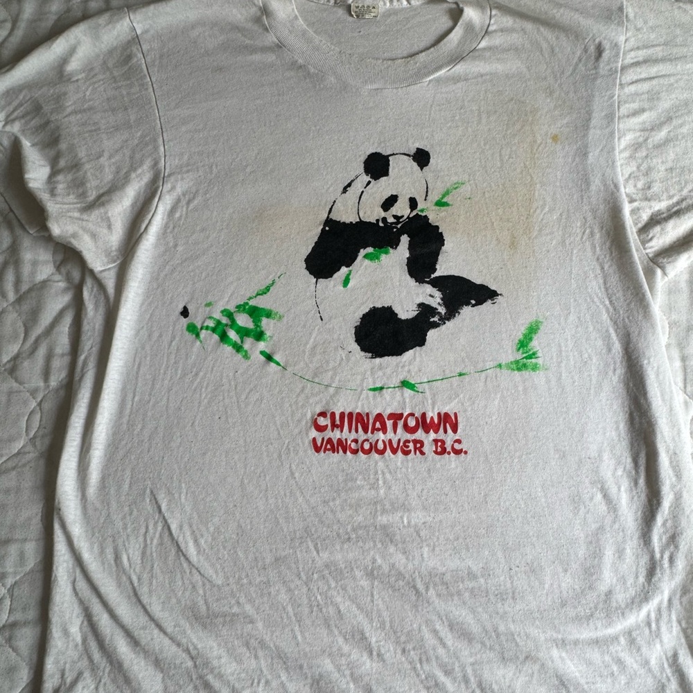 Vintage Vancouver Chinatown White Panda Graphic T-Shirt